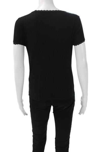 J Crew Women Basic T-Shirt Black Cotton Scoop Neck Short Sleeve Size S