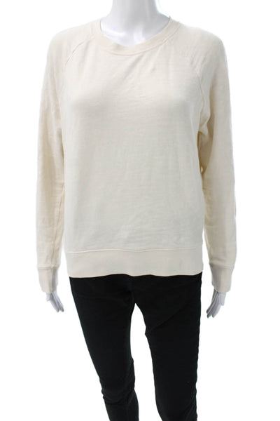 J Crew Womens Ivory Cotton Pullover Crewneck Sweatshirt Size S