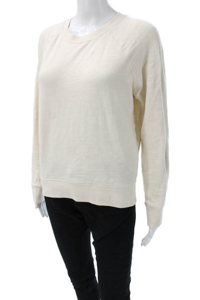 J Crew Womens Ivory Cotton Pullover Crewneck Sweatshirt Size S