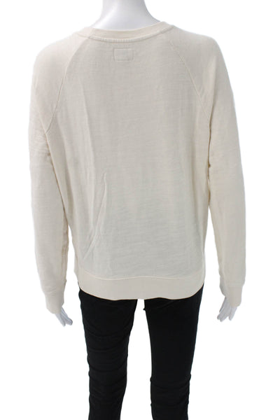 J Crew Womens Ivory Cotton Pullover Crewneck Sweatshirt Size S