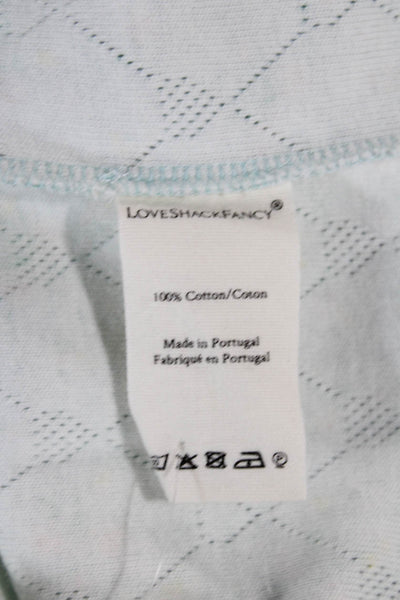 Love Shack Fancy Womens Green Floral Cotton Long Sleeve T-Shirt Size S