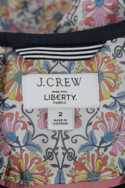 J Crew Womens Quilted Floral Polyamide Jacket Button Closure Size 2