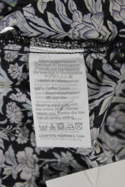 J Crew Women Basic Blouse Floral Long Sleeve Round Neck Cotton Size XS