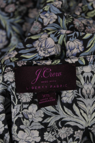 J Crew Women Basic Blouse Floral Long Sleeve Round Neck Cotton Size XS