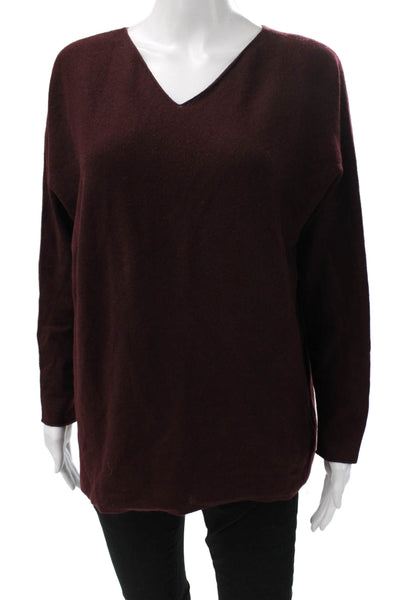 Vince Women Cashmere V Neck Pullover Sweater Red Long Sleeve Size S