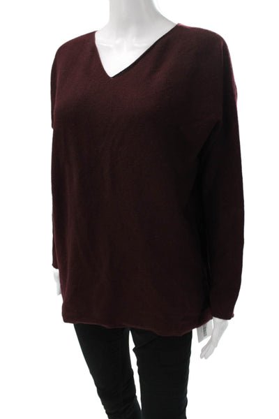 Vince Women Cashmere V Neck Pullover Sweater Red Long Sleeve Size S