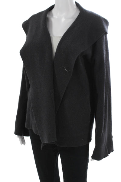 Tse Women Black Cashmere V-Neck Cardigan Long Sleeve Size L