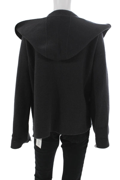 Tse Women Black Cashmere V-Neck Cardigan Long Sleeve Size L