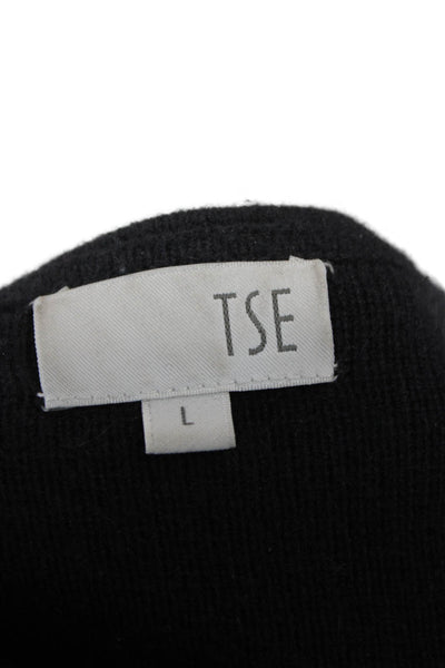 Tse Women Black Cashmere V-Neck Cardigan Long Sleeve Size L