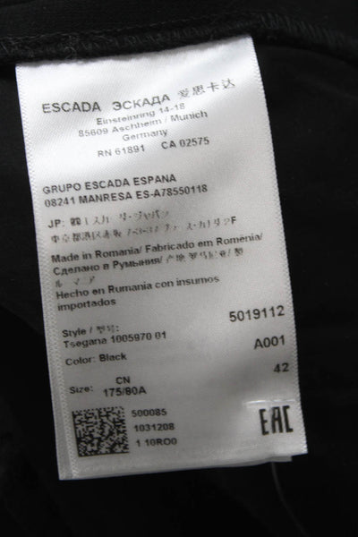Escada Women Dress Pants Black Triacetate Zip Inseam 26 Size 42