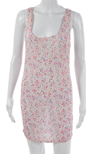 Stripe & Stare Womens Tank Dress White Floral Scoop Neck Sleeveless Size S