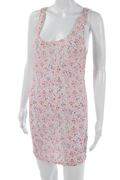 Stripe & Stare Womens Tank Dress White Floral Scoop Neck Sleeveless Size S