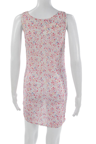 Stripe & Stare Womens Tank Dress White Floral Scoop Neck Sleeveless Size S