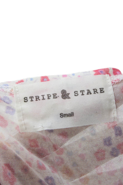 Stripe & Stare Womens Tank Dress White Floral Scoop Neck Sleeveless Size S