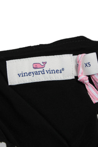 Vineyard Vines Women Black Animal Print Wrap Dress V-Neck Longsleeve Size XS
