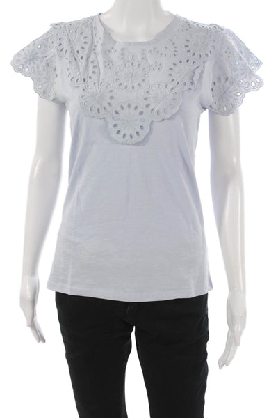 J Crew Womens Basic T-Shirt Blue 100% Cotton Round Neck Short Sleeve Size S