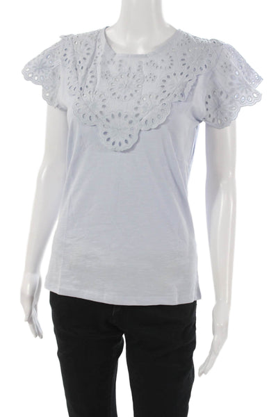 J Crew Womens Basic T-Shirt Blue 100% Cotton Round Neck Short Sleeve Size S