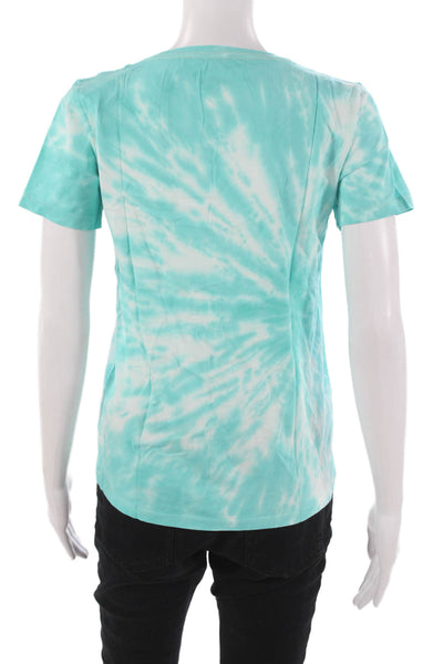 J Crew Womens Basic Green Tie Dye Cotton Crew Neck Short Sleeve T-Shirt Size S