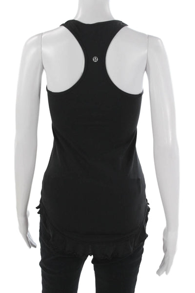 Lululemon Women Basic Scoop Neck Sleeveless Tank Black Cotton Size 4
