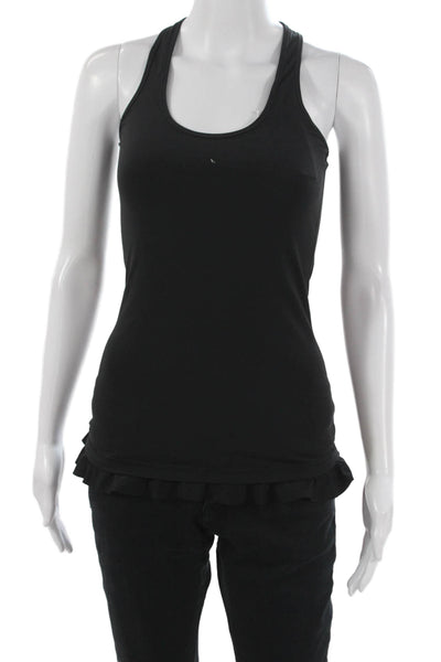 Lululemon Women Black Cotton Blend Basic Tank Scoop Neck Sleeveless Size 4