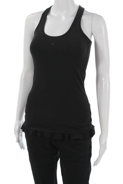 Lululemon Women Black Cotton Blend Basic Tank Scoop Neck Sleeveless Size 4