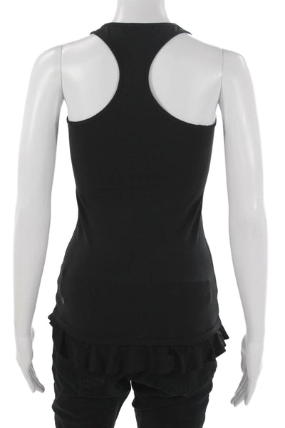 Lululemon Women Black Cotton Blend Basic Tank Scoop Neck Sleeveless Size 4
