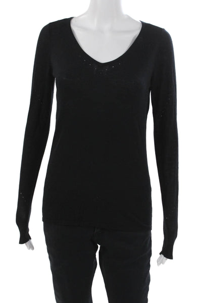 Lululemon Womens Black Cotton V-Neck Pullover Sweater Long Sleeve Casual Size 4