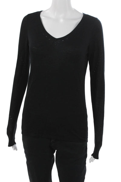 Lululemon Womens Black Cotton V-Neck Pullover Sweater Long Sleeve Casual Size 4
