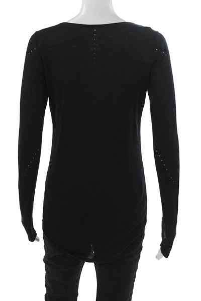 Lululemon Womens Black Cotton V-Neck Pullover Sweater Long Sleeve Casual Size 4