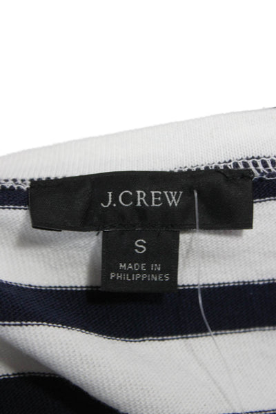 J Crew Women Basic Striped Boat Neck Cotton 3/4 Sleeve T-Shirt White Size S