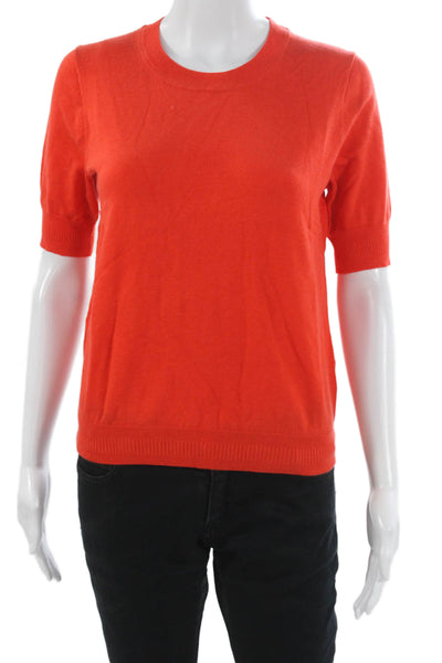 J Crew Women Pullover Sweater Crew Neck Short Sleeve Orange Size S