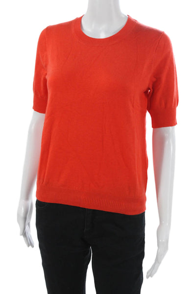 J Crew Women Pullover Sweater Crew Neck Short Sleeve Orange Size S