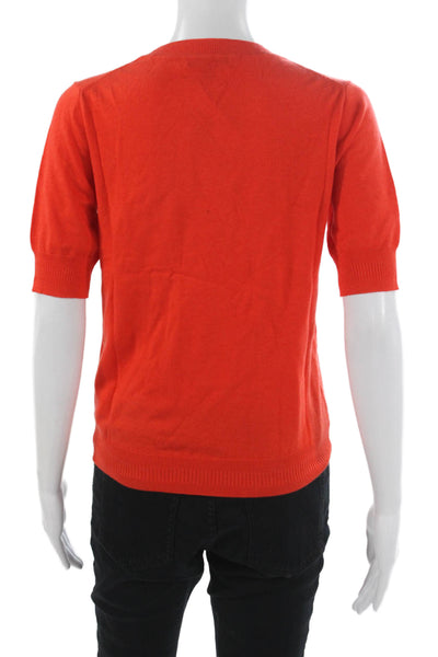 J Crew Women Pullover Sweater Crew Neck Short Sleeve Orange Size S