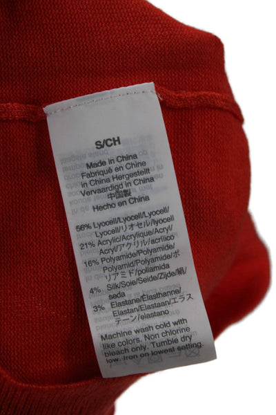 J Crew Women Pullover Sweater Crew Neck Short Sleeve Orange Size S