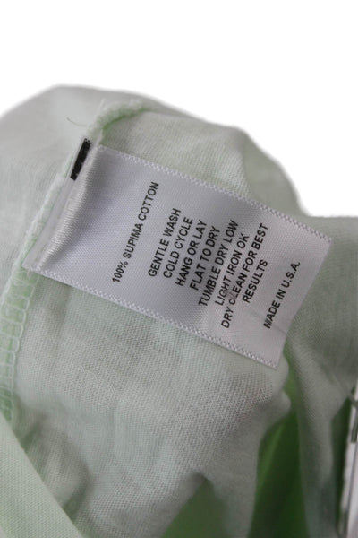 Revel New York Womens Green Cotton V-Neck Long Sleeve Basic T-Shirt Size L