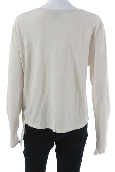 Revel New York Women Cardigan Beige Cotton V Neck Long Sleeve Size M