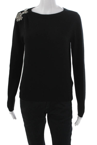 Minnie Rose Women Pullover Cashmere Boat Neck Long Sleeve Black Size S