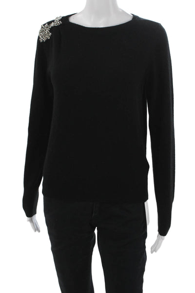 Minnie Rose Women Pullover Cashmere Boat Neck Long Sleeve Black Size S