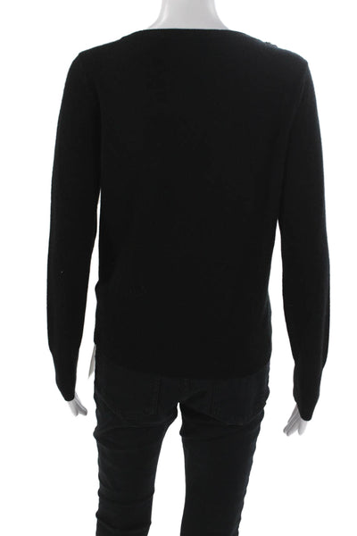Minnie Rose Women Pullover Cashmere Boat Neck Long Sleeve Black Size S