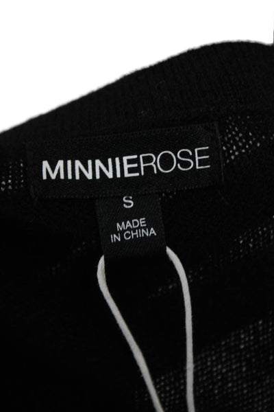 Minnie Rose Women Pullover Cashmere Boat Neck Long Sleeve Black Size S