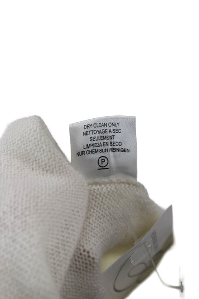 Minnie Rose Womens Cashmere Boat Neck Pullover Sweater White Long Sleeve Size M