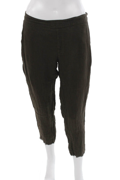 Jaga Womens Cropped Linen Pants Brown Pull On Size 1