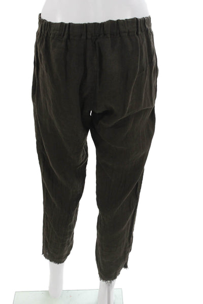 Jaga Womens Cropped Linen Pants Brown Pull On Size 1