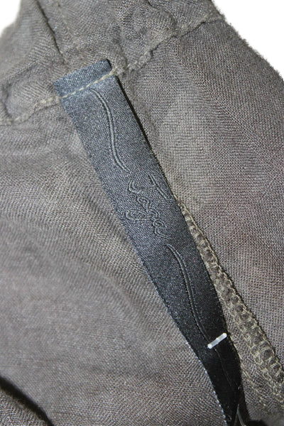 Jaga Womens Cropped Linen Pants Brown Pull On Size 1