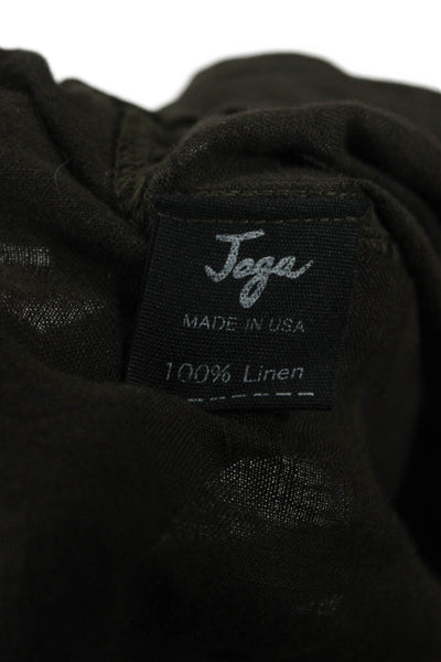 Jaga Womens Cropped Linen Pants Brown Pull On Size 1