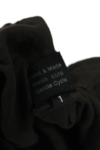 Jaga Womens Cropped Linen Pants Brown Pull On Size 1