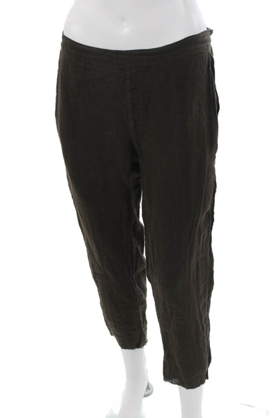 Jaga Womens Cropped Brown Linen Pull On Pants Size 1