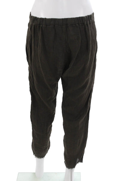 Jaga Womens Cropped Brown Linen Pull On Pants Size 1