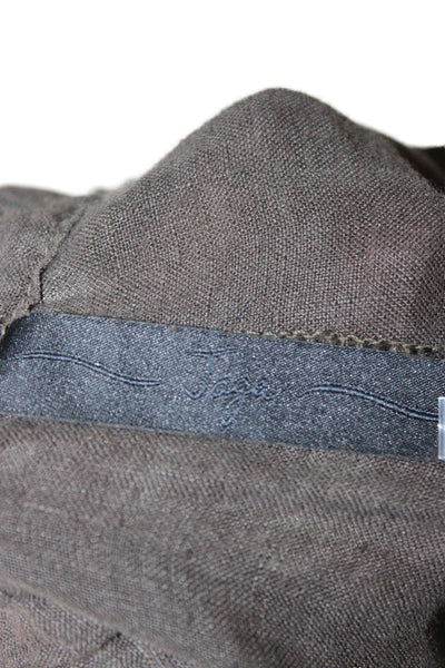 Jaga Womens Cropped Brown Linen Pull On Pants Size 1