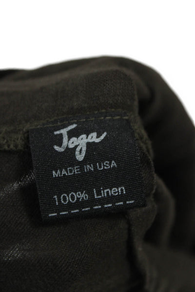 Jaga Womens Cropped Brown Linen Pull On Pants Size 1